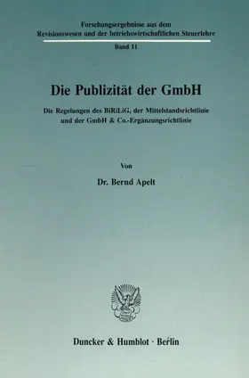 Apelt |  Die Publizität der GmbH. | eBook | Sack Fachmedien