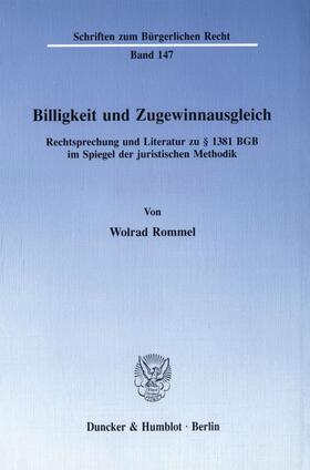 Rommel |  Billigkeit und Zugewinnausgleich. | eBook | Sack Fachmedien