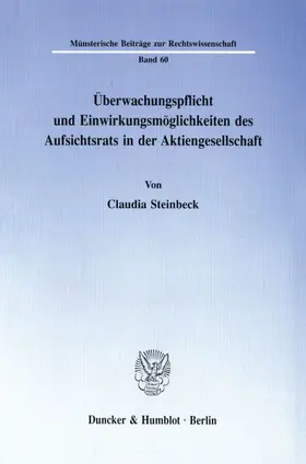 Steinbeck | Überwachungspflicht und Einwirkungsmöglichkeiten des Aufsichtsrats in der Aktiengesellschaft. | E-Book | sack.de