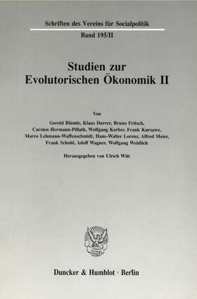 Witt |  Studien zur Evolutorischen Ökonomik II. | eBook | Sack Fachmedien