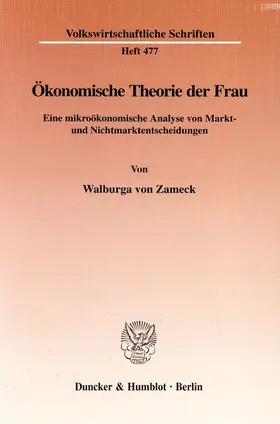 Zameck |  Ökonomische Theorie der Frau | eBook | Sack Fachmedien