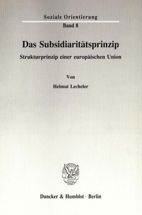 Lecheler |  Das Subsidiaritätsprinzip. | eBook | Sack Fachmedien