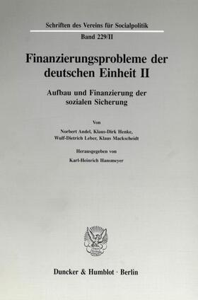 Hansmeyer |  Finanzierungsprobleme der deutschen Einheit II. | eBook |  Sack Fachmedien