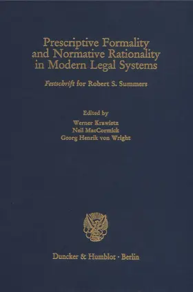 Krawietz / Wright / MacCormick |  Prescriptive Formality and Normative Rationality in Modern Legal Systems. | eBook | Sack Fachmedien