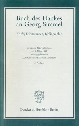 Gassen / Landmann |  Buch des Dankes an Georg Simmel. | eBook | Sack Fachmedien