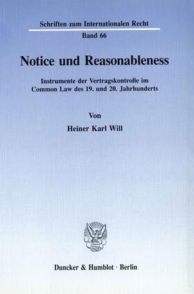 Will |  Notice and Reasonableness. | eBook | Sack Fachmedien
