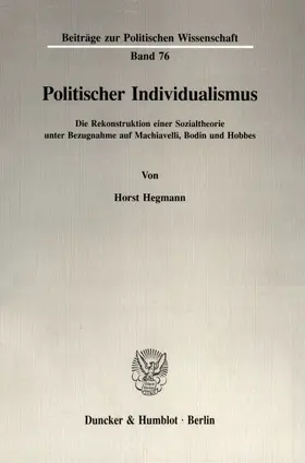 Hegmann |  Politischer Individualismus. | eBook | Sack Fachmedien