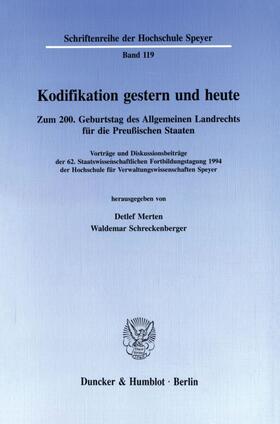 Merten / Schreckenberger |  Kodifikation gestern und heute. | eBook | Sack Fachmedien