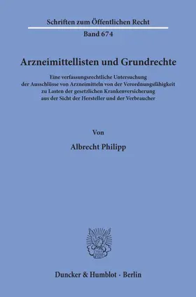 Philipp |  Arzneimittellisten und Grundrechte. | eBook | Sack Fachmedien