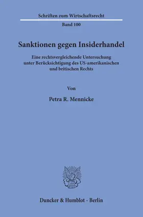 Mennicke | Sanktionen gegen Insiderhandel. | E-Book | sack.de