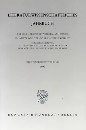 Berchem / Wolf / Kapp |  Literaturwissenschaftliches Jahrbuch | eBook | Sack Fachmedien