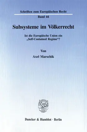 Marschik |  Subsysteme im Völkerrecht. | eBook | Sack Fachmedien