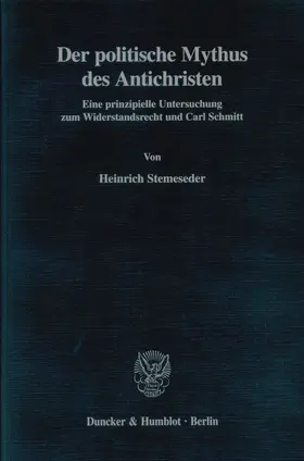 Stemeseder |  Der politische Mythus des Antichristen. | eBook | Sack Fachmedien