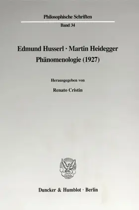 Cristin |  Edmund Husserl - Martin Heidegger: Phänomenologie (1927). | eBook | Sack Fachmedien