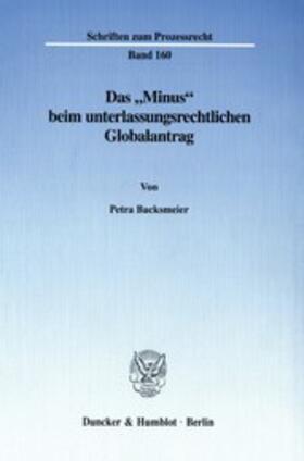 Backsmeier |  Das "Minus" beim unterlassungsrechtlichen Globalantrag. | eBook | Sack Fachmedien