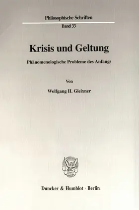 Gleixner |  Krisis und Geltung. | eBook | Sack Fachmedien