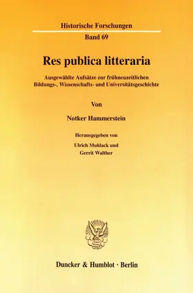 Muhlack / Hammerstein / Walther |  Res publica litteraria. | eBook | Sack Fachmedien