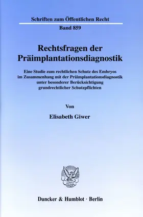 Giwer |  Rechtsfragen der Präimplantationsdiagnostik. | eBook | Sack Fachmedien