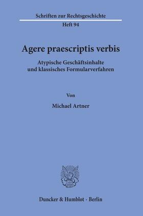 Artner |  Agere praescriptis verbis. | eBook | Sack Fachmedien