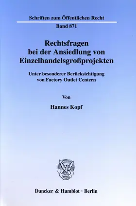 Kopf |  Rechtsfragen bei der Ansiedlung von Einzelhandelsgroßprojekten. | eBook | Sack Fachmedien