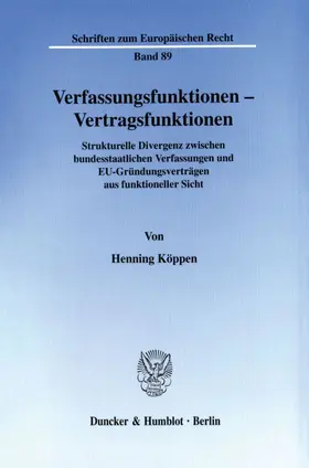 Köppen |  Verfassungsfunktionen - Vertragsfunktionen. | eBook | Sack Fachmedien