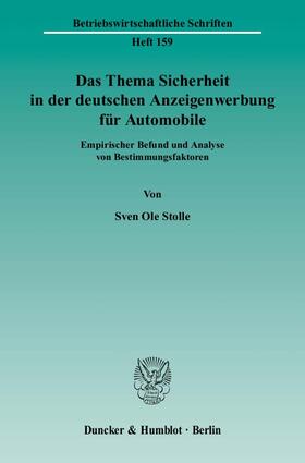 Stolle |  Das Thema Sicherheit in der deutschen Anzeigenwerbung für Automobile | eBook | Sack Fachmedien