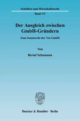 Schumann | Der Ausgleich zwischen GmbH-Gründern | E-Book | sack.de