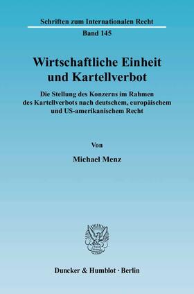 Menz |  Wirtschaftliche Einheit und Kartellverbot | eBook | Sack Fachmedien