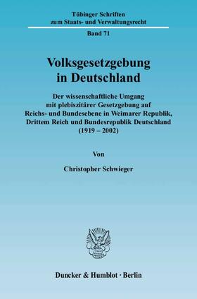 Schwieger |  Volksgesetzgebung in Deutschland. | eBook | Sack Fachmedien