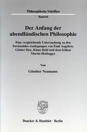 Neumann |  Der Anfang der abendländischen Philosophie. | eBook | Sack Fachmedien