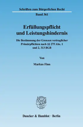 Finn |  Erfüllungspflicht und Leistungshindernis | eBook | Sack Fachmedien