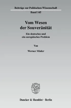 Mäder |  Vom Wesen der Souveränität | eBook | Sack Fachmedien