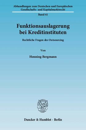 Bergmann |  Funktionsauslagerung bei Kreditinstituten | eBook | Sack Fachmedien