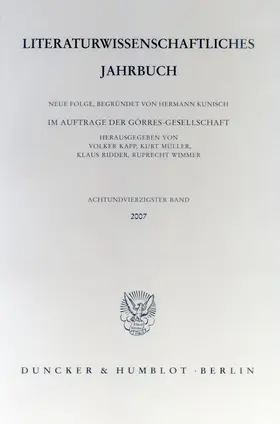 Kapp / Wimmer / Müller |  Literaturwissenschaftliches Jahrbuch | eBook | Sack Fachmedien