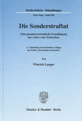 Langer |  Die Sonderstraftat. | eBook | Sack Fachmedien