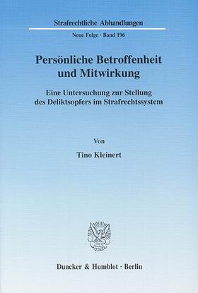 Kleinert |  Persönliche Betroffenheit und Mitwirkung | eBook | Sack Fachmedien