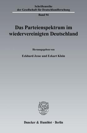 Jesse / Klein |  Das Parteienspektrum im wiedervereinigten Deutschland | eBook | Sack Fachmedien