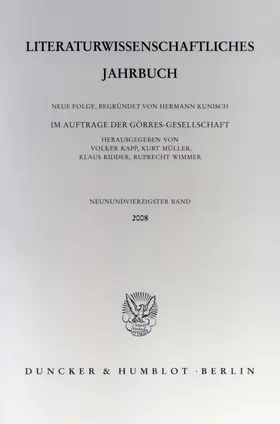 Kapp / Wimmer / Müller |  Literaturwissenschaftliches Jahrbuch | eBook | Sack Fachmedien