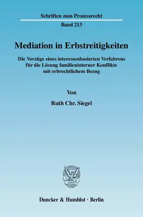 Siegel | Mediation in Erbstreitigkeiten | E-Book | sack.de