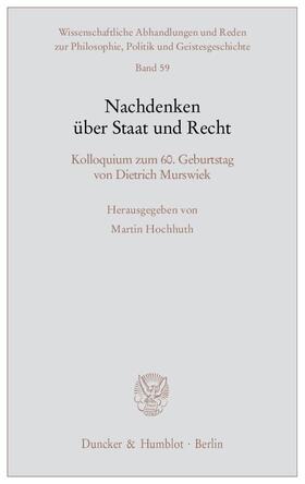 Hochhuth |  Nachdenken über Staat und Recht | eBook | Sack Fachmedien