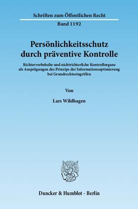 Wildhagen |  Persönlichkeitsschutz durch präventive Kontrolle | eBook | Sack Fachmedien