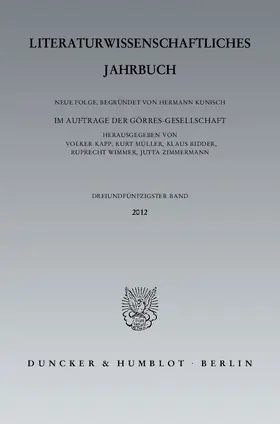 Kapp / Zimmermann / Müller |  Literaturwissenschaftliches Jahrbuch. | eBook | Sack Fachmedien