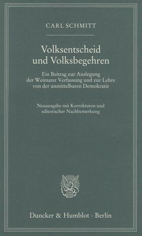 Schmitt |  Volksentscheid und Volksbegehren. | eBook | Sack Fachmedien