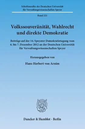 Arnim |  Volkssouveränität, Wahlrecht und direkte Demokratie. | eBook | Sack Fachmedien