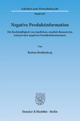 Boddenberg |  Negative Produktinformation | eBook | Sack Fachmedien