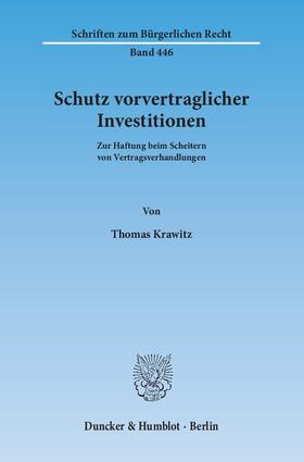 Krawitz |  Schutz vorvertraglicher Investitionen | eBook | Sack Fachmedien