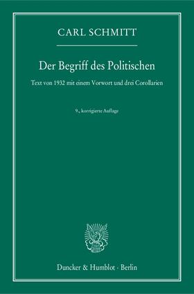 Schmitt |  Der Begriff des Politischen | eBook | Sack Fachmedien