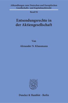Klausmann |  Entsendungsrechte in der Aktiengesellschaft | eBook | Sack Fachmedien