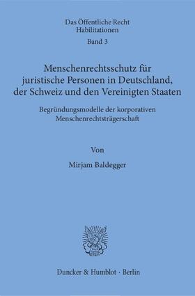 Baldegger |  Menschenrechtsschutz für juristische Personen in Deutschland, der Schweiz und den Vereinigten Staaten. | eBook | Sack Fachmedien