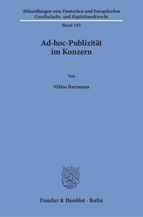 Bartmann |  Ad-hoc-Publizität im Konzern | eBook | Sack Fachmedien